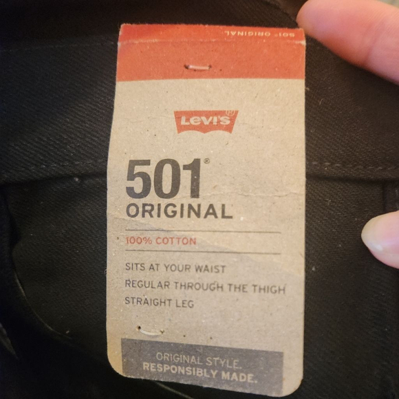 Levi's Black 501 Original Straight Leg Jeans Waist 36 - Picture 9 of 10